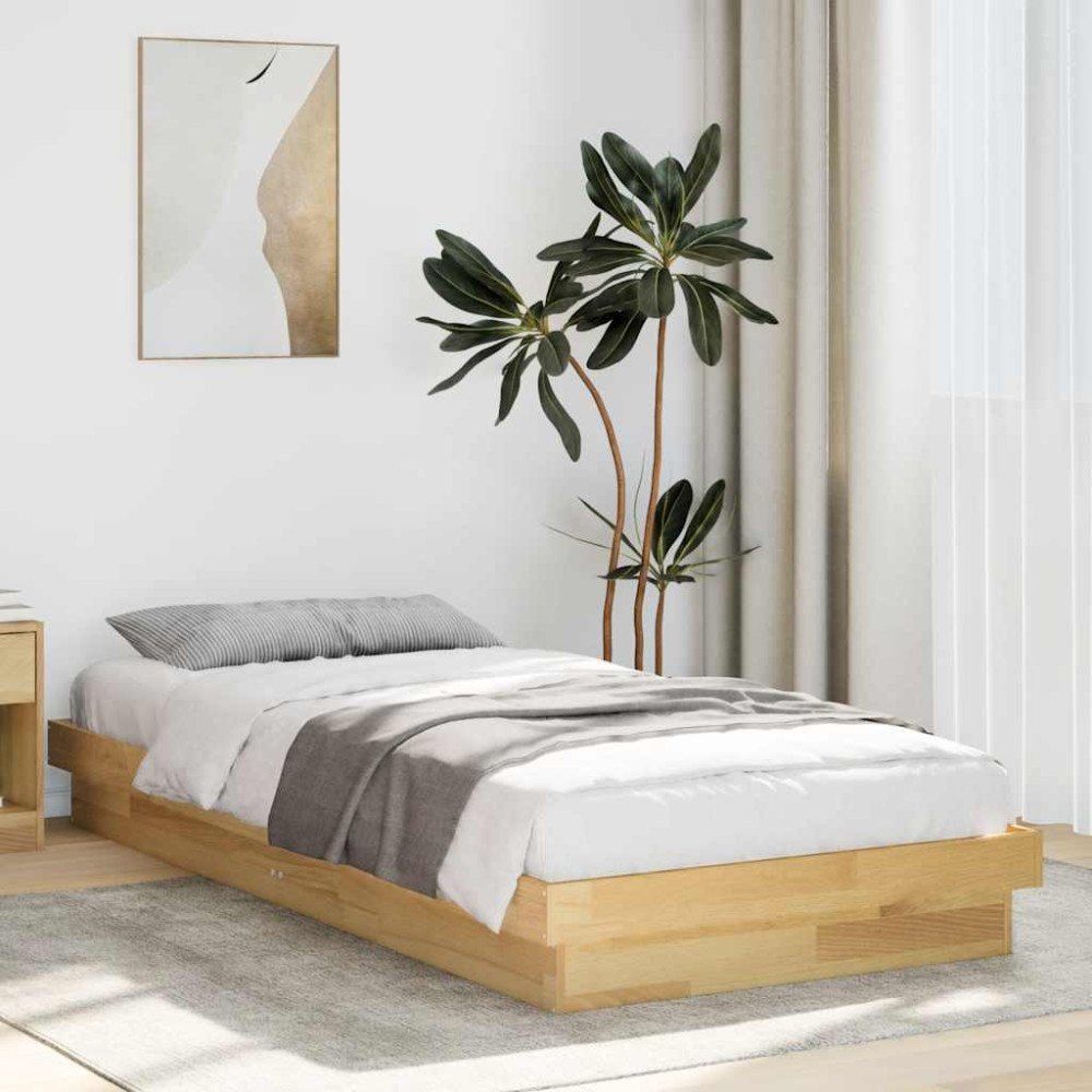 vidaXL Sängram utan madrass 90x190 cm massiv ek