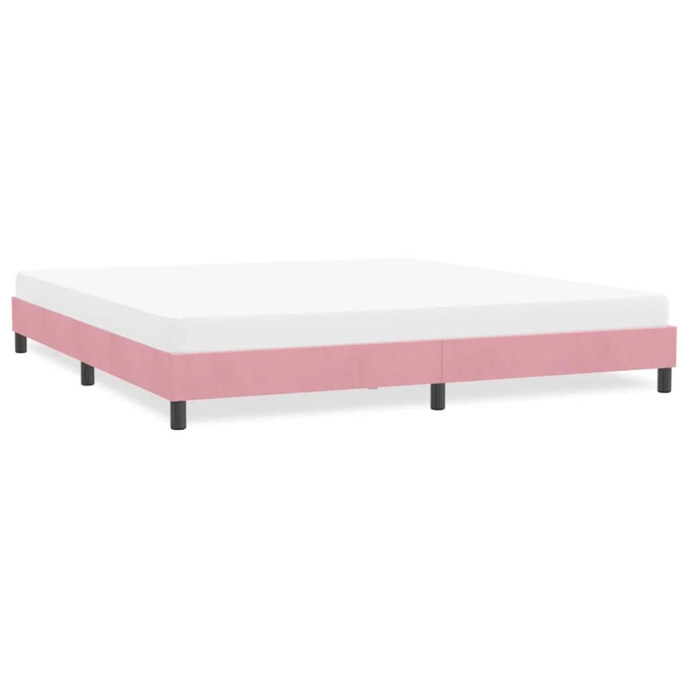 vidaXL Sängram utan madrass rosa 180x220 cm sammet