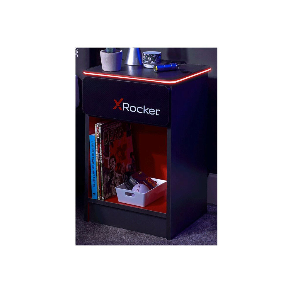 X-Rocker X Rocker Carbon-Tek - bedside table - rektangulär - grå/röd