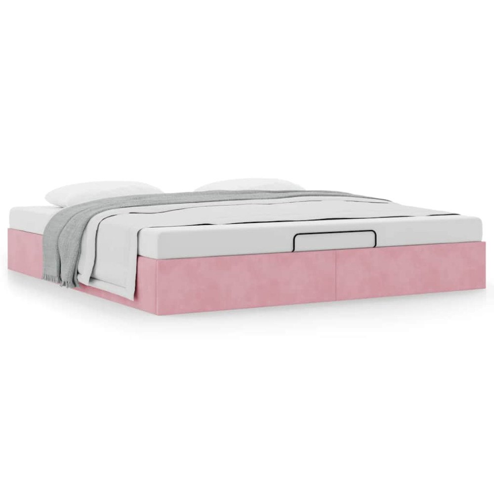vidaXL Ottoman sängram utan madrass rosa 160x200 cm sammet