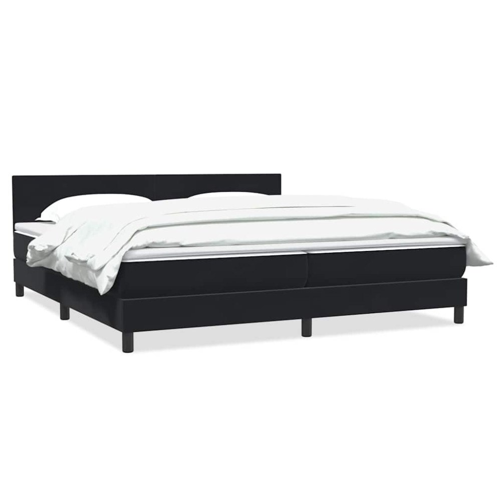 vidaXL Ramsäng med madrass svart 180x210 cm sammet