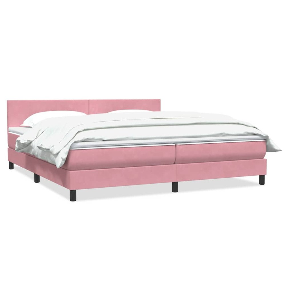 vidaXL Ramsäng med madrass rosa 200x210 cm sammet