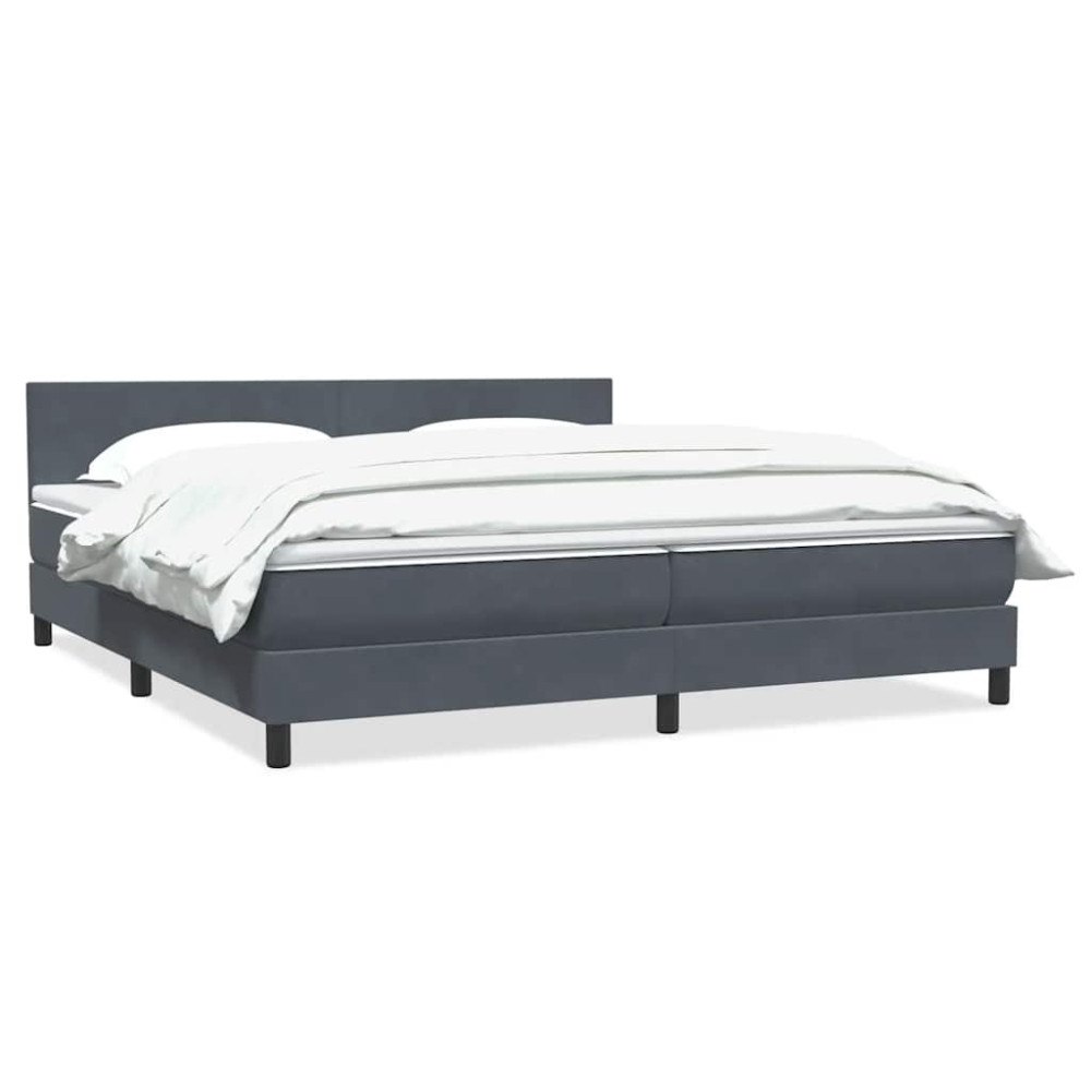 vidaXL Resårsäng med madrass mörkgrå 180x220 cm sammet