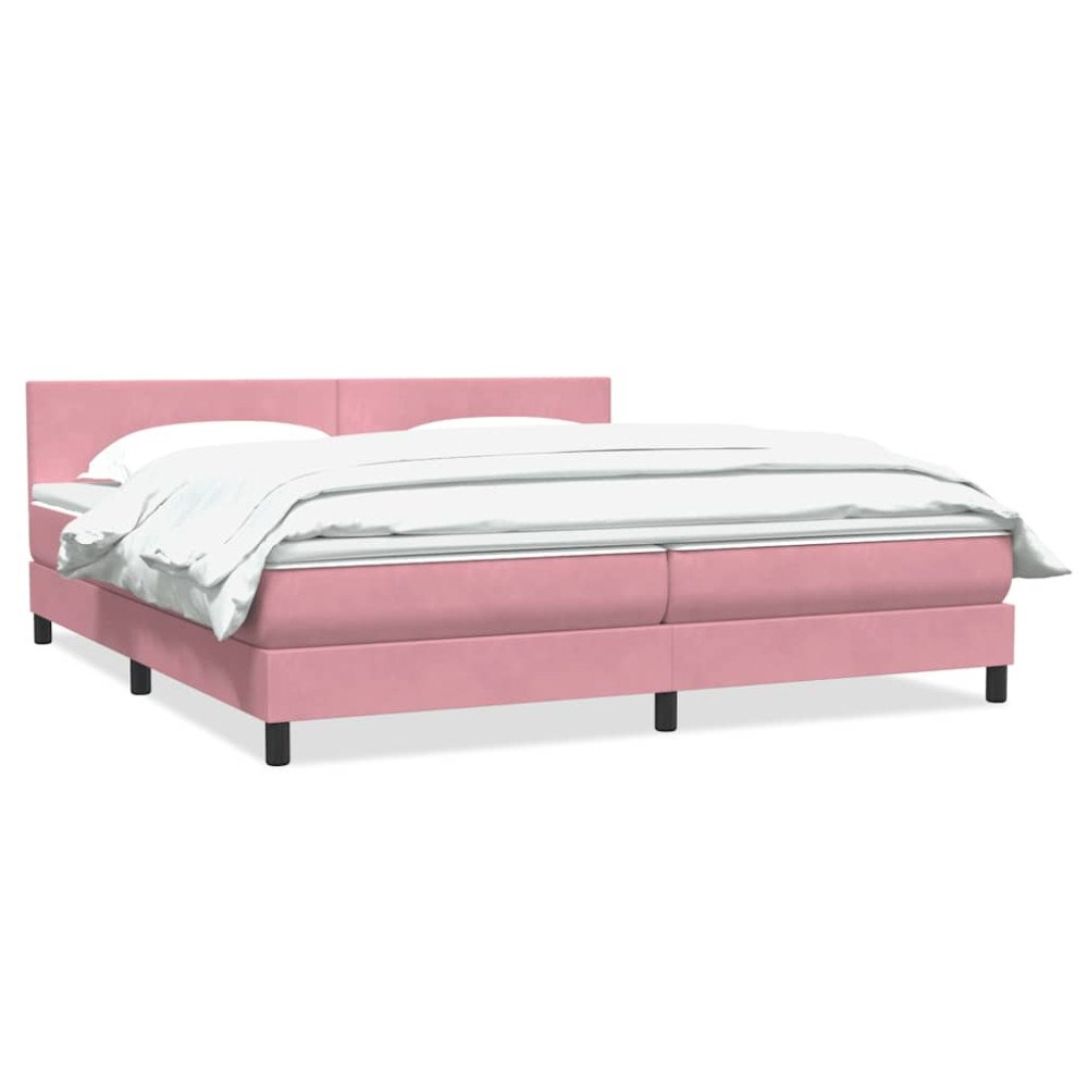 vidaXL Resårsäng med madrass rosa 180x220 cm sammet