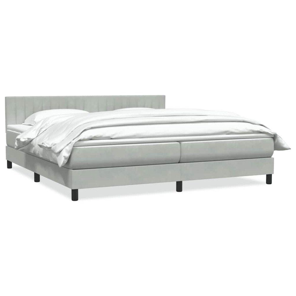 vidaXL Resårsäng med madrass ljusgrå 180x220 cm sammet