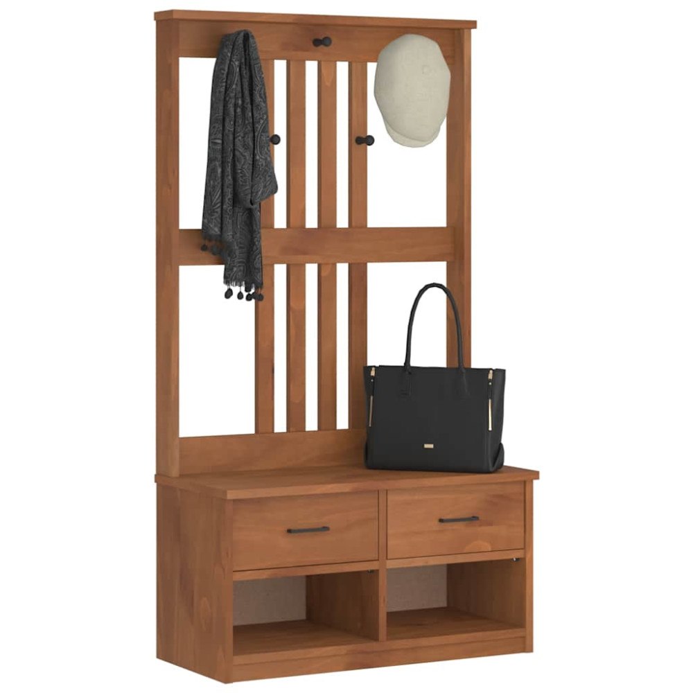 vidaXL Hallträd SANDNES 87x40x159,5cm massiv träfuru