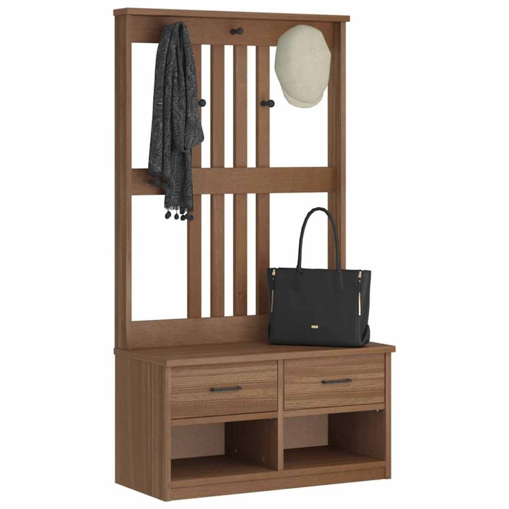 vidaXL Hallträd SANDNES 87x40x159,5cm massiv träfuru