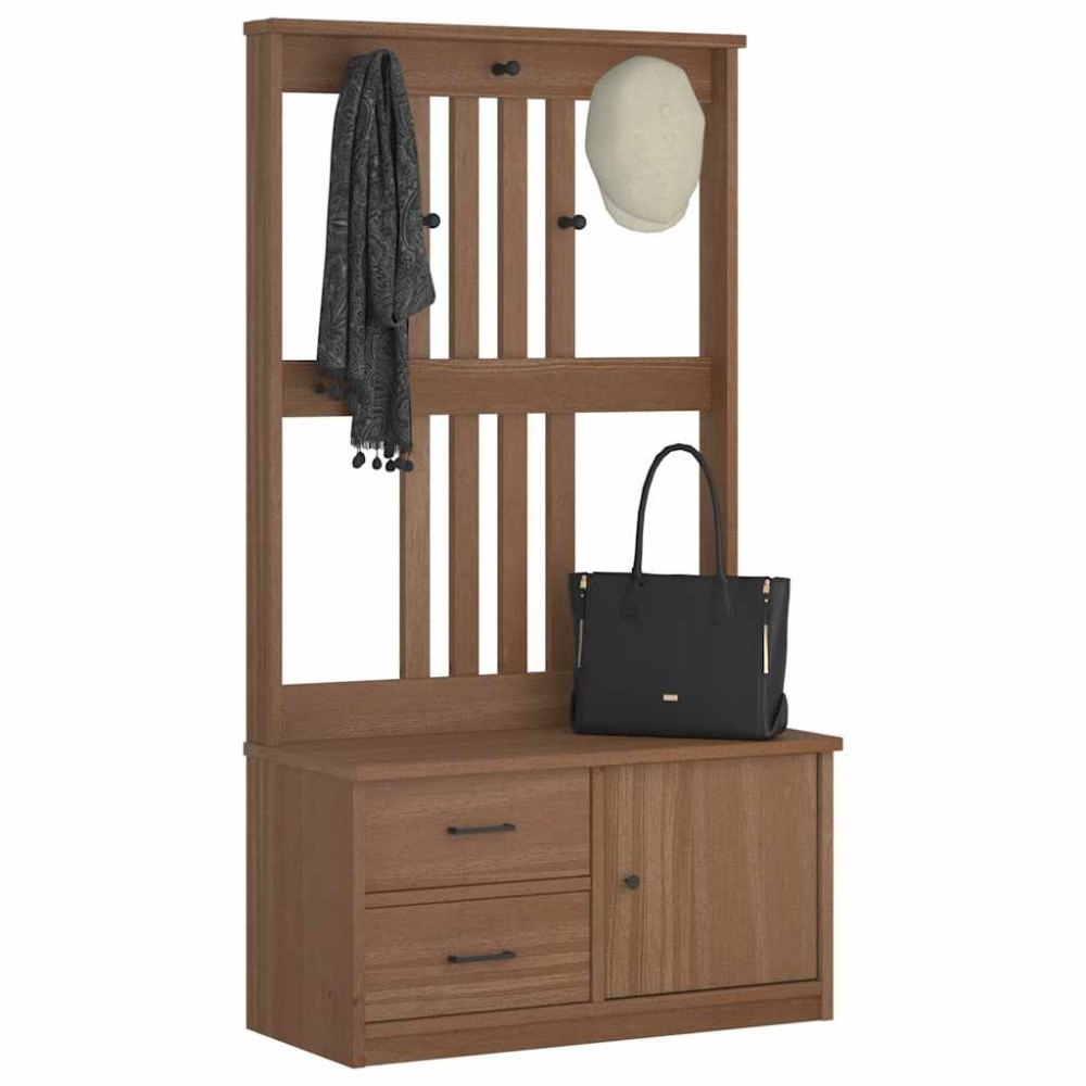 vidaXL Hallträd SANDNES 87x40x159,5cm massiv träfuru