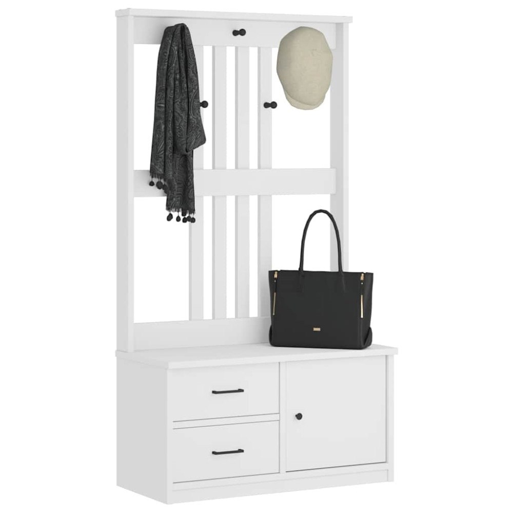 vidaXL Hallträd SANDNES vit 87x40x159,5cm massiv träfuru