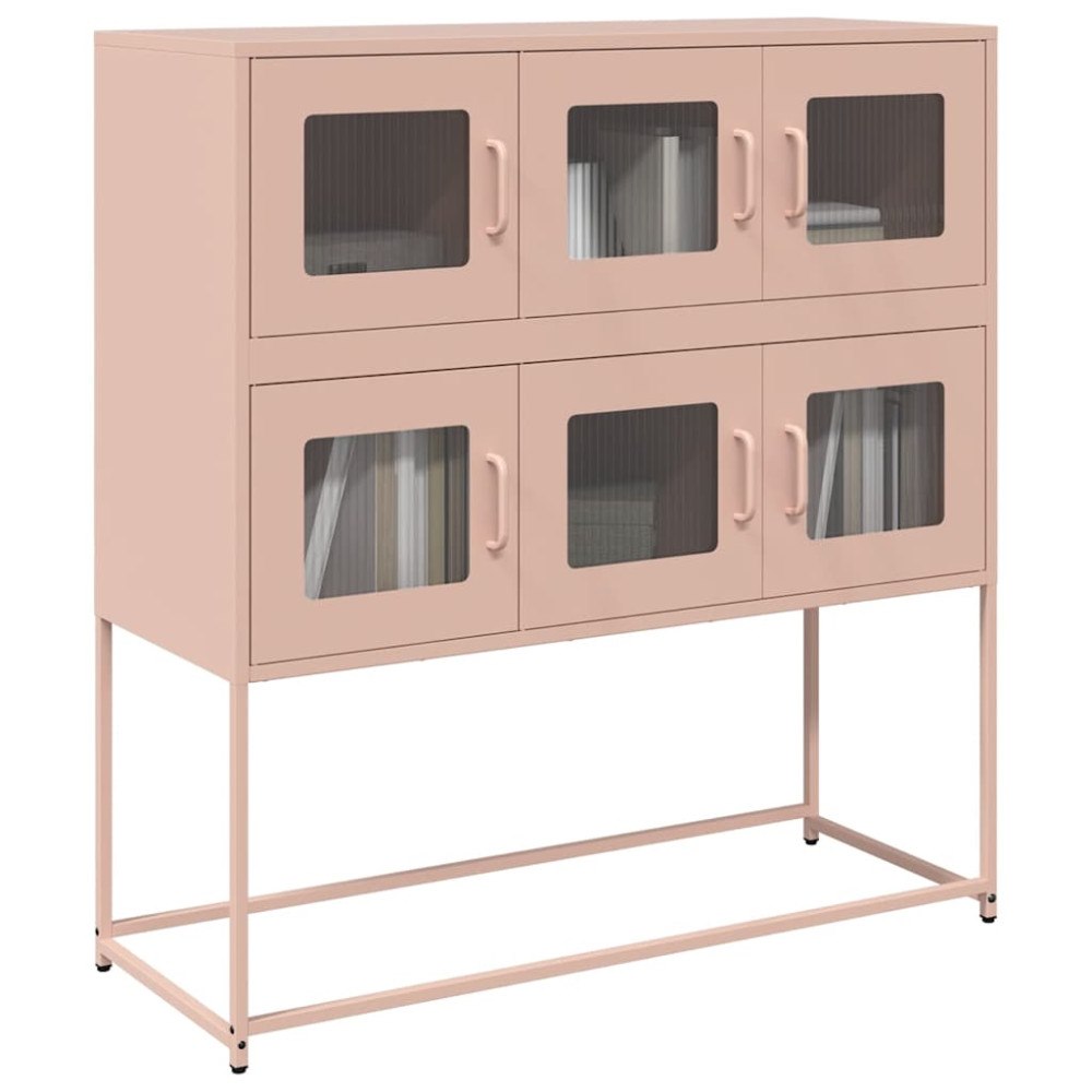 vidaXL Sidoskåp rosa 100,5x39x107 cm kallvalsat stål