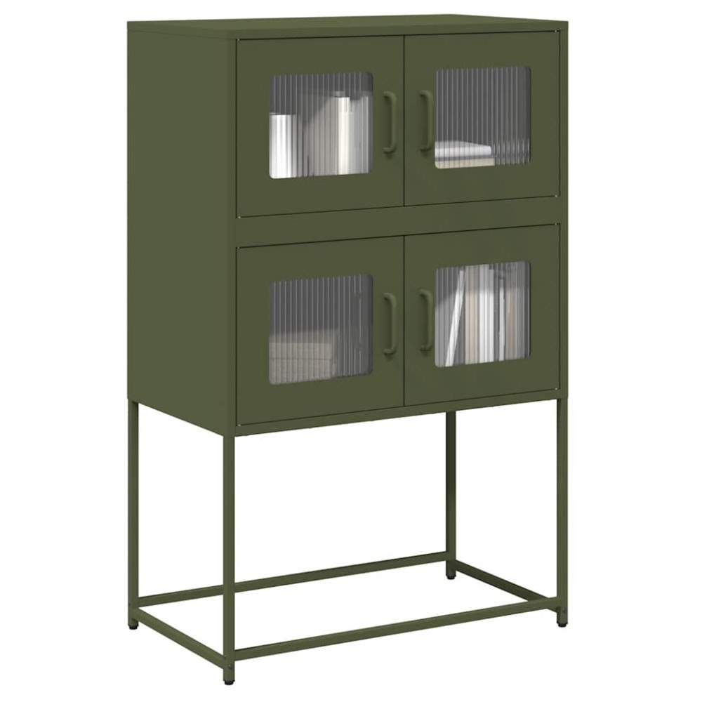 vidaXL Highboard olivgrön 68x39x107 cm stål
