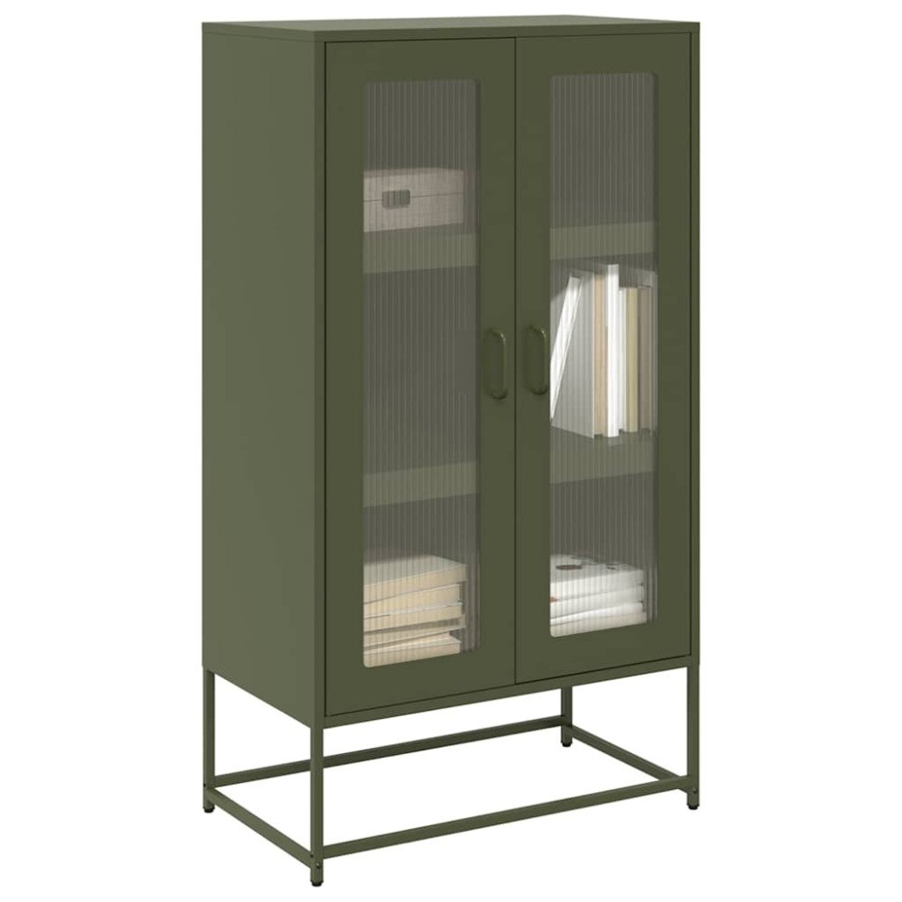 vidaXL Highboard olivgrön 68x39x123 cm stål