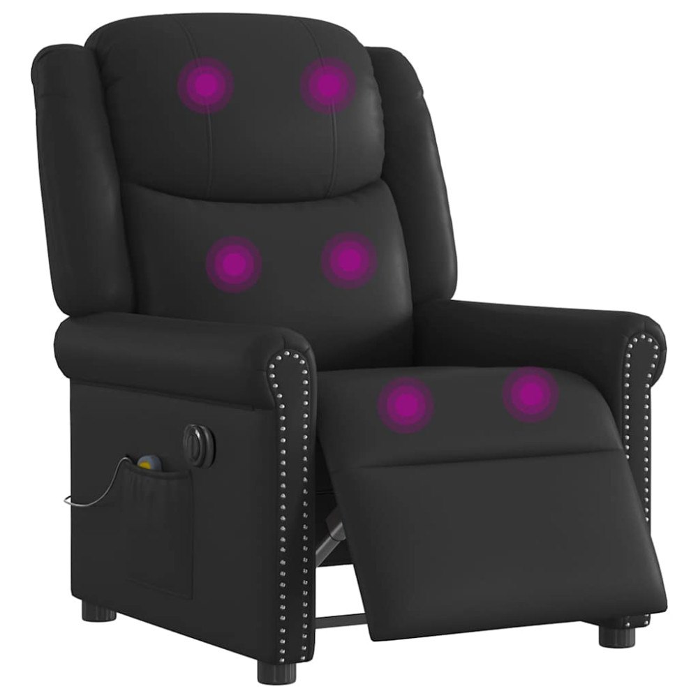 vidaXL Elektrisk massagefåtölj svart glansig konstläder
