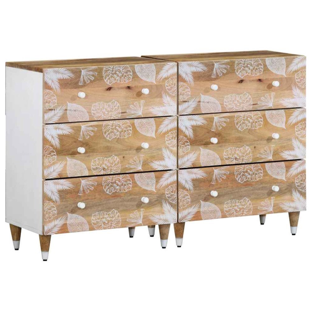 vidaXL Skänkar 2 st 60x33,5x75 cm mango i massivt trä