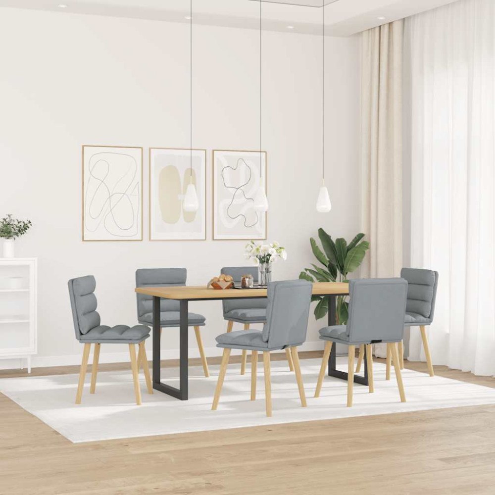 vidaXL Matstolar 6 st ljusgrå tyg