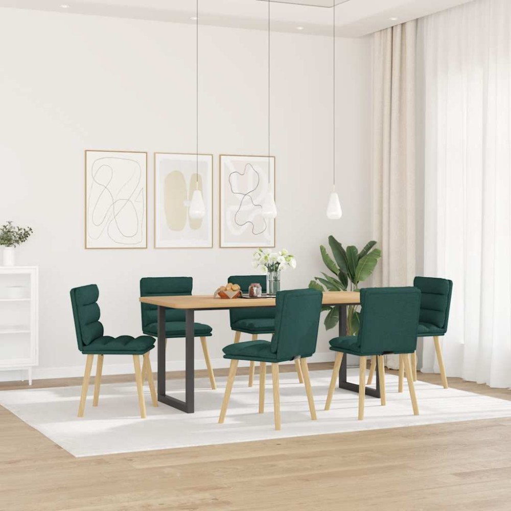 vidaXL Matstolar 6 st mörkgrön tyg