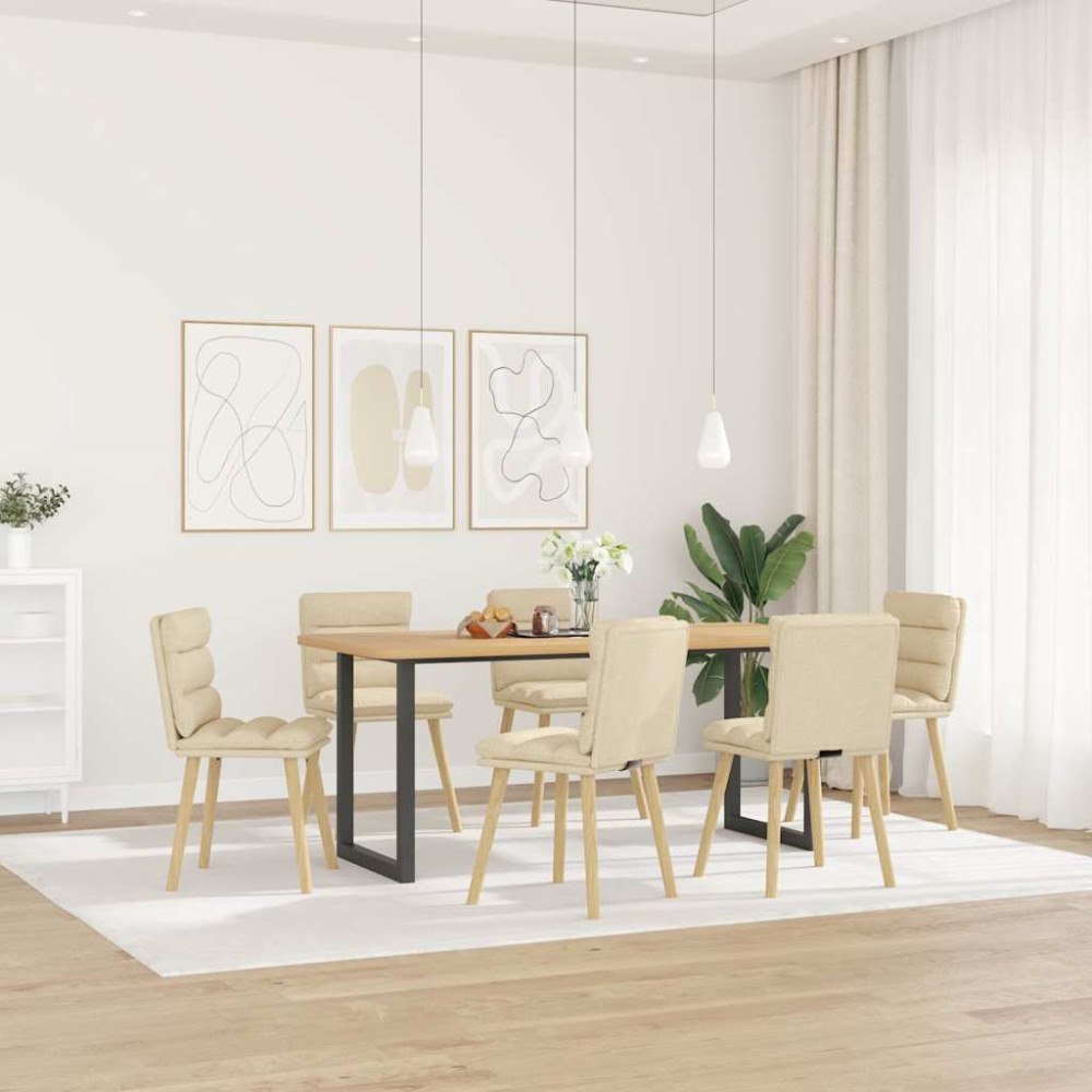 vidaXL Matstolar 6 st gräddvit tyg