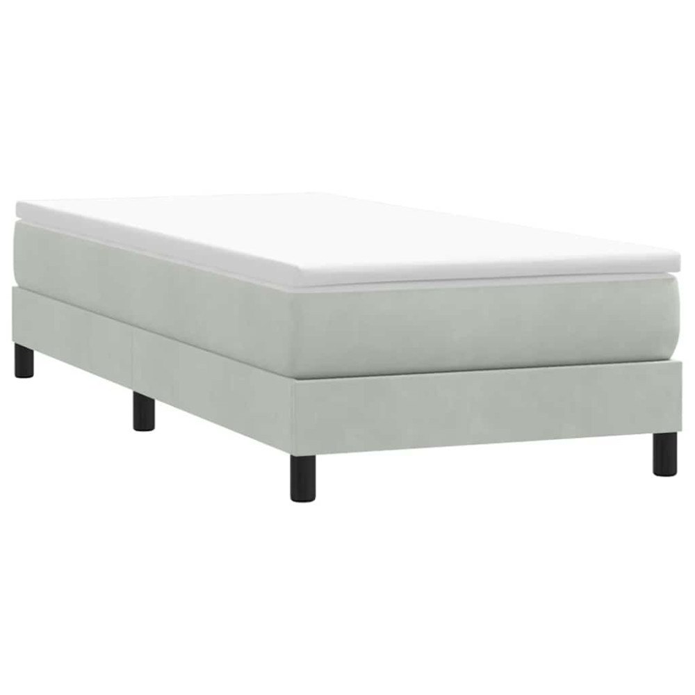 vidaXL Resårsäng utan madrass ljusgrå 90x210 cm sammet