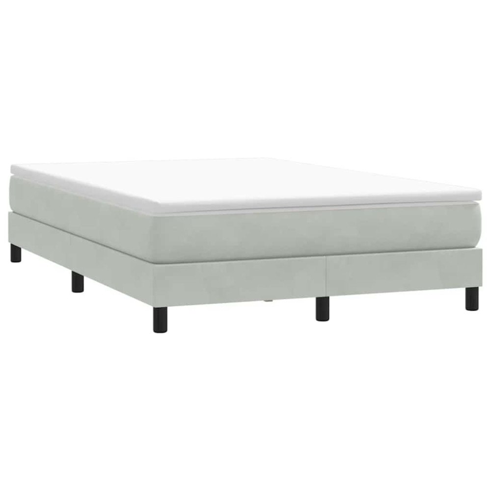 vidaXL Resårsäng utan madrass ljusgrå 140x210 cm sammet