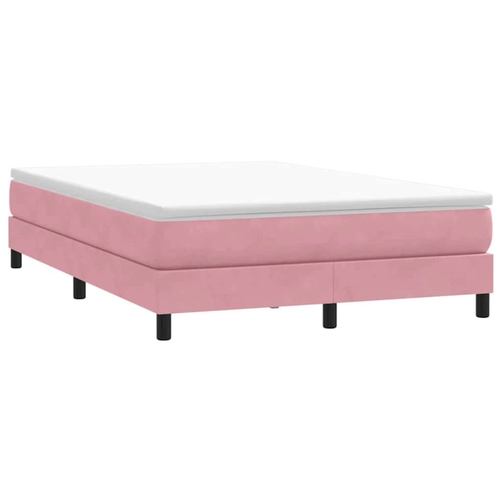 vidaXL Resårsäng utan madrass rosa 140x210 cm sammet