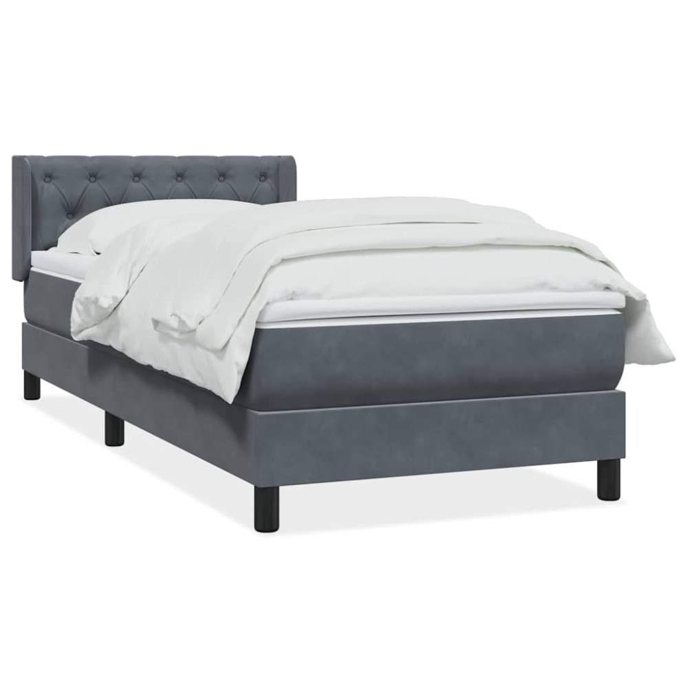 vidaXL Ramsäng med madrass mörkgrå 80x220 cm sammet