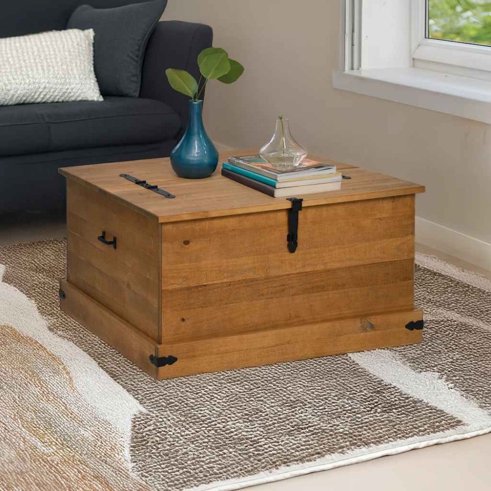 vidaXL Förvaringskista HALDEN 91x91x47 cm massiv trä furu