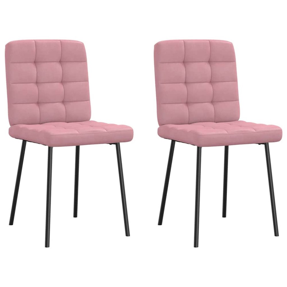 vidaXL Matstolar 2 st rosa sammet