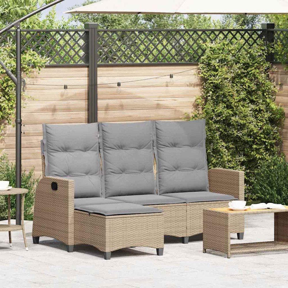 vidaXL Fällbar trädgårdssoffa med dynor L-formad beige konstrotting