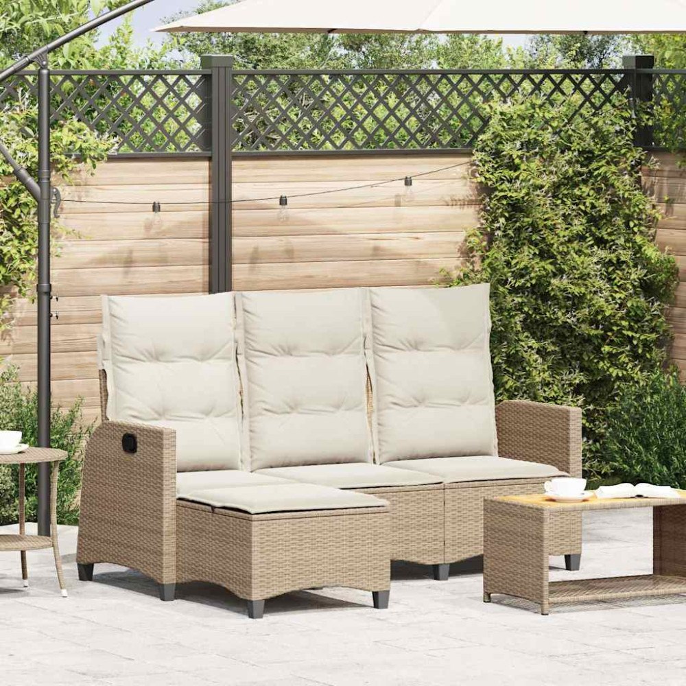 vidaXL Fällbar trädgårdssoffa med dynor L-formad beige konstrotting