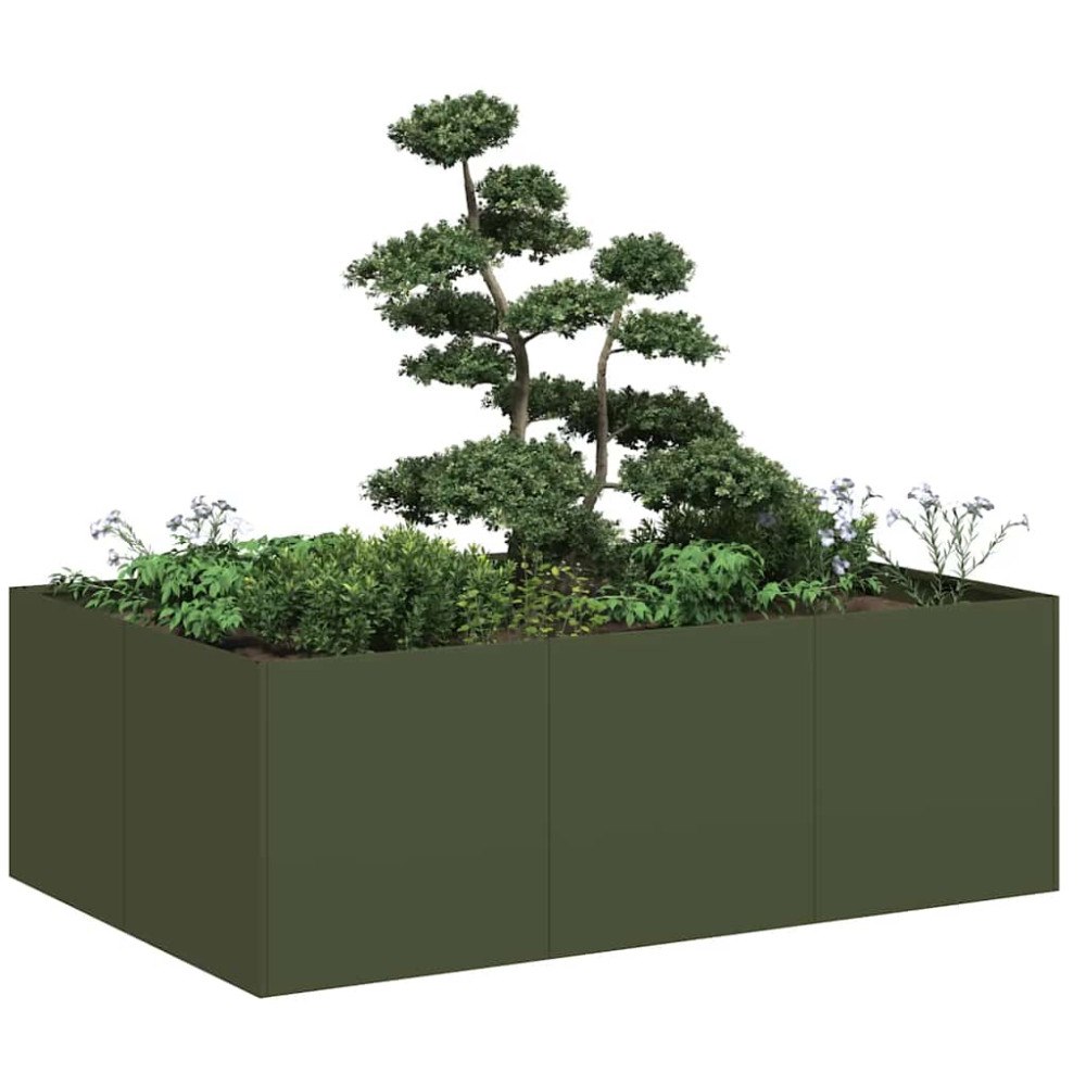 vidaXL Planteringskärl olivgrön 120x80x40 cm stål
