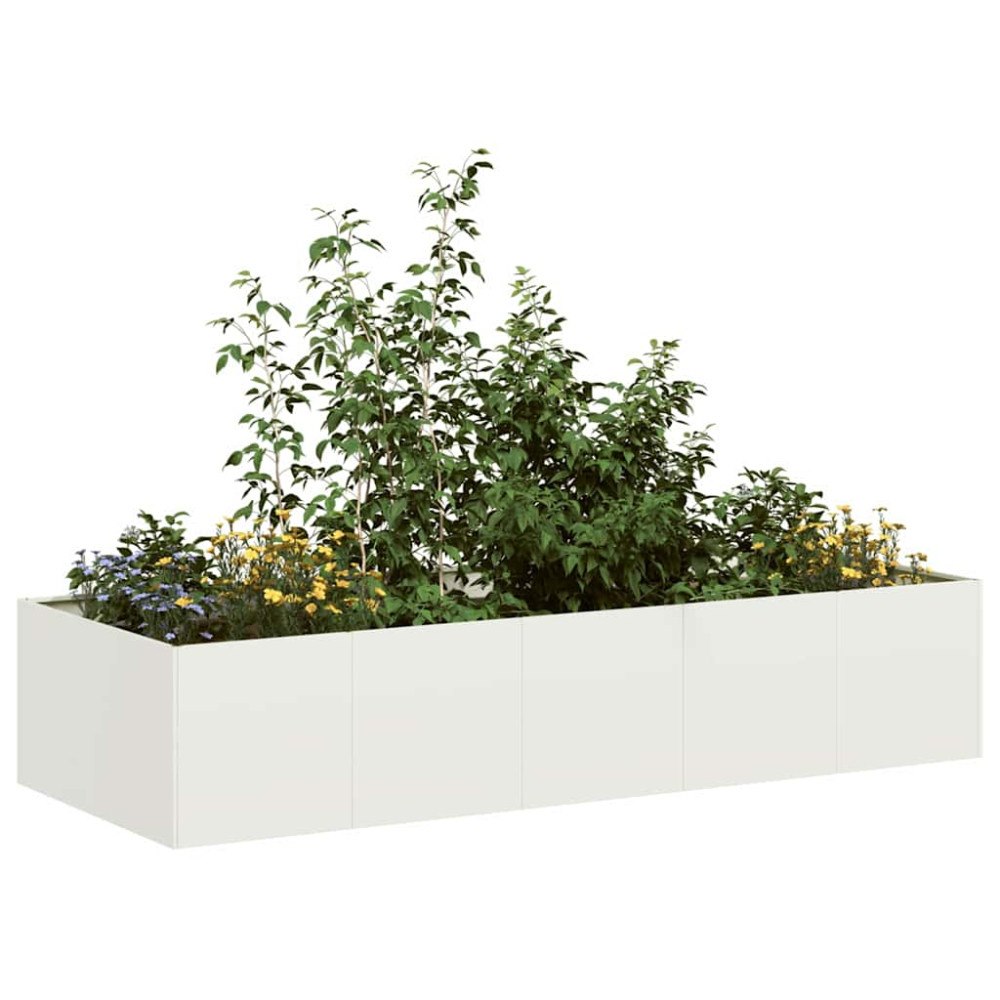 vidaXL Planteringskärl vit 200x80x40 cm stål