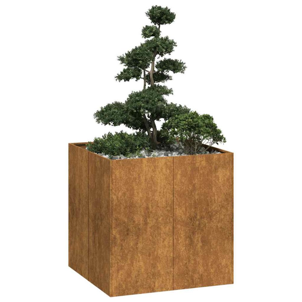 vidaXL Planteringskärl rostig 80x80x80 cm väderbeständigt stål