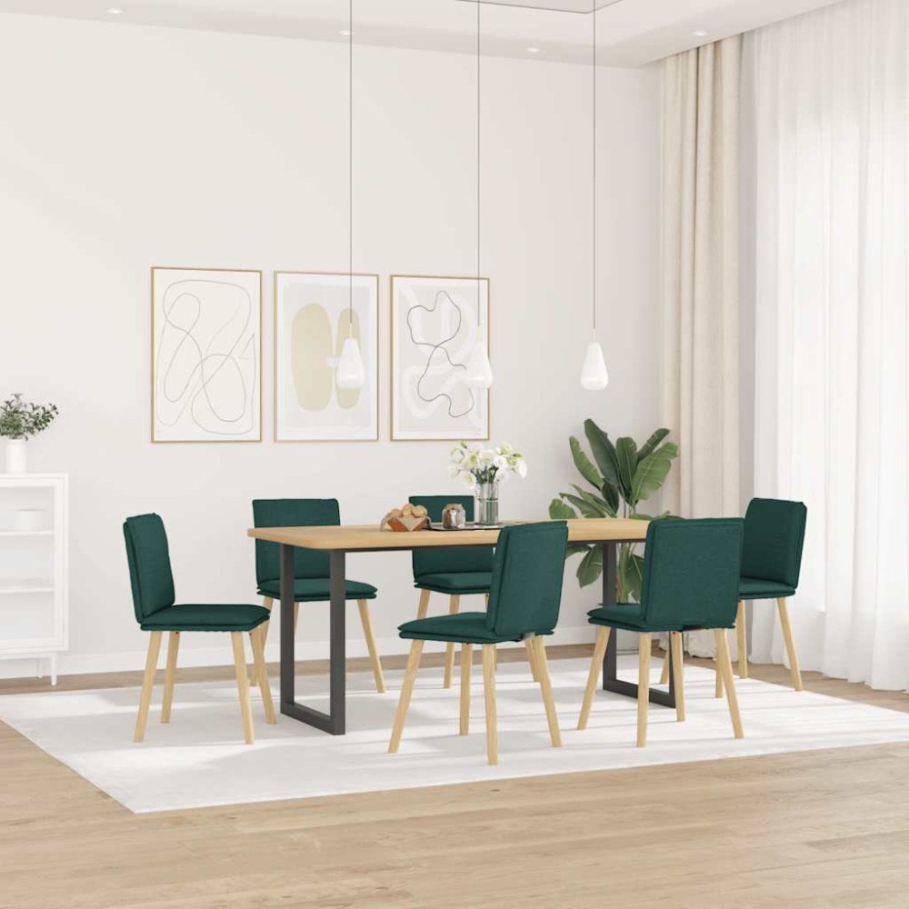 vidaXL Matstolar 6 st mörkgrön tyg
