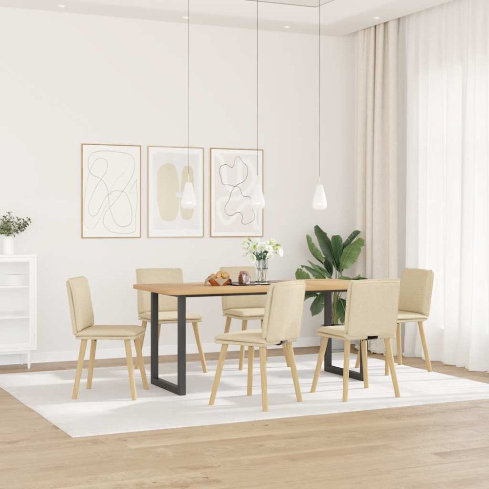 vidaXL Matstolar 6 st gräddvit tyg