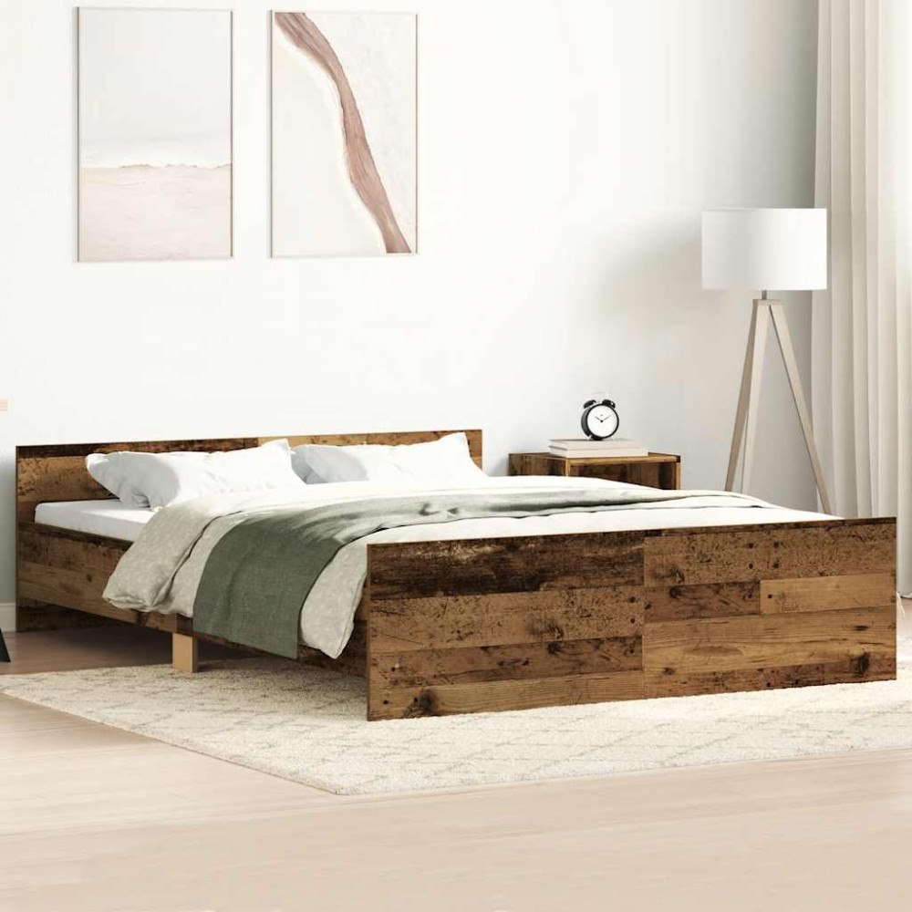 vidaXL Sängram utan madrass gammalt trä 150x200cm konstruerat trä