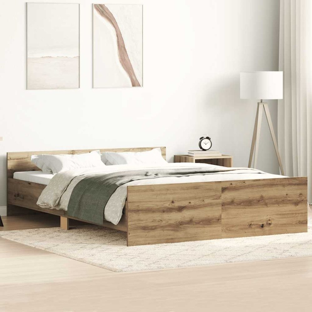 vidaXL Sängram utan madrass Artisan ek 150x200cm konstruerat trä
