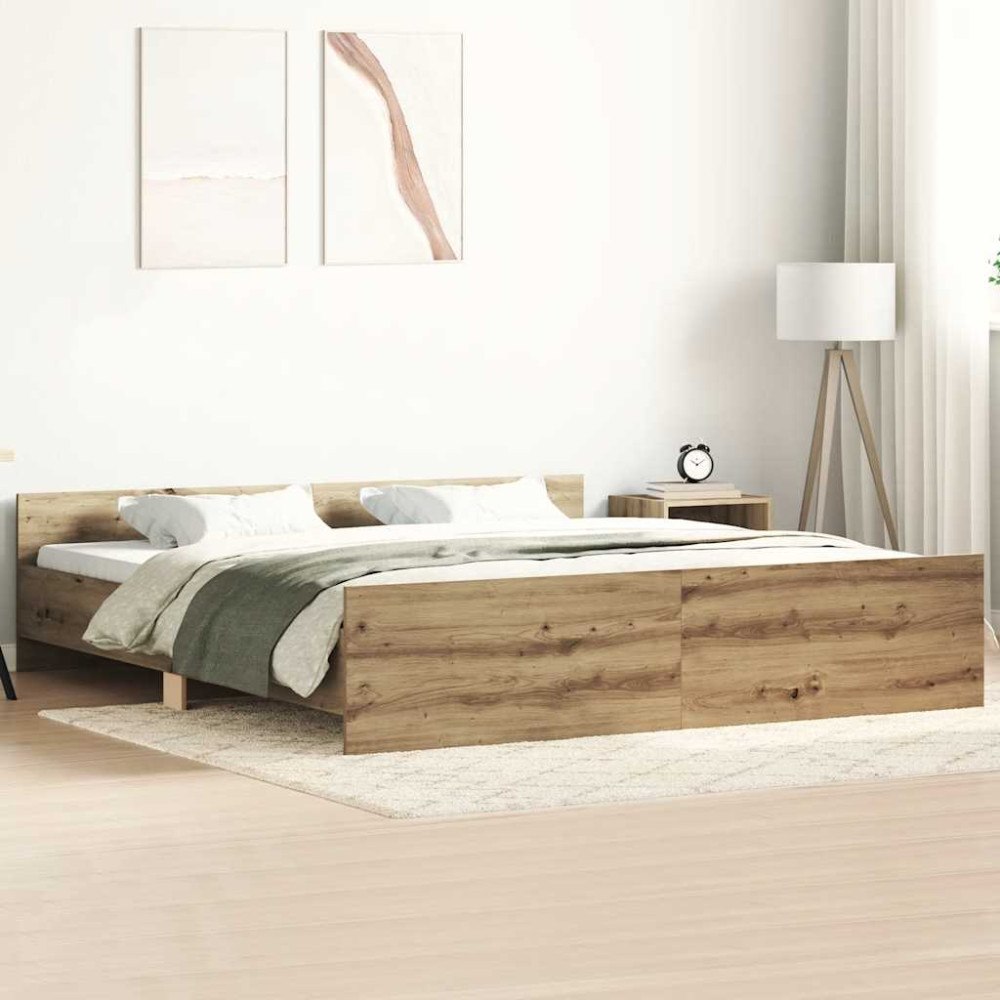 vidaXL Sängram utan madrass hantverksmässig ek 180x200cm