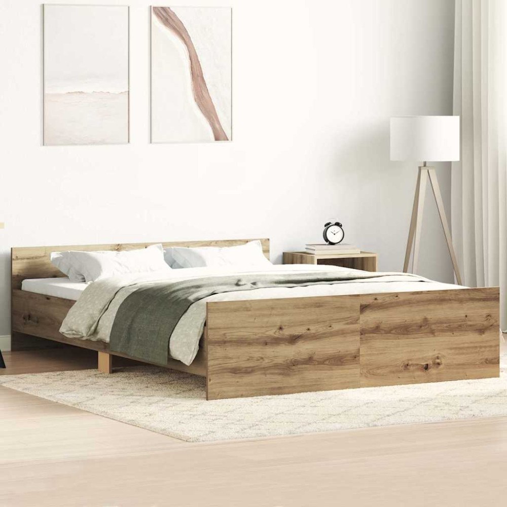 vidaXL Sängram utan madrass hantverksmässig ek 120x190cm