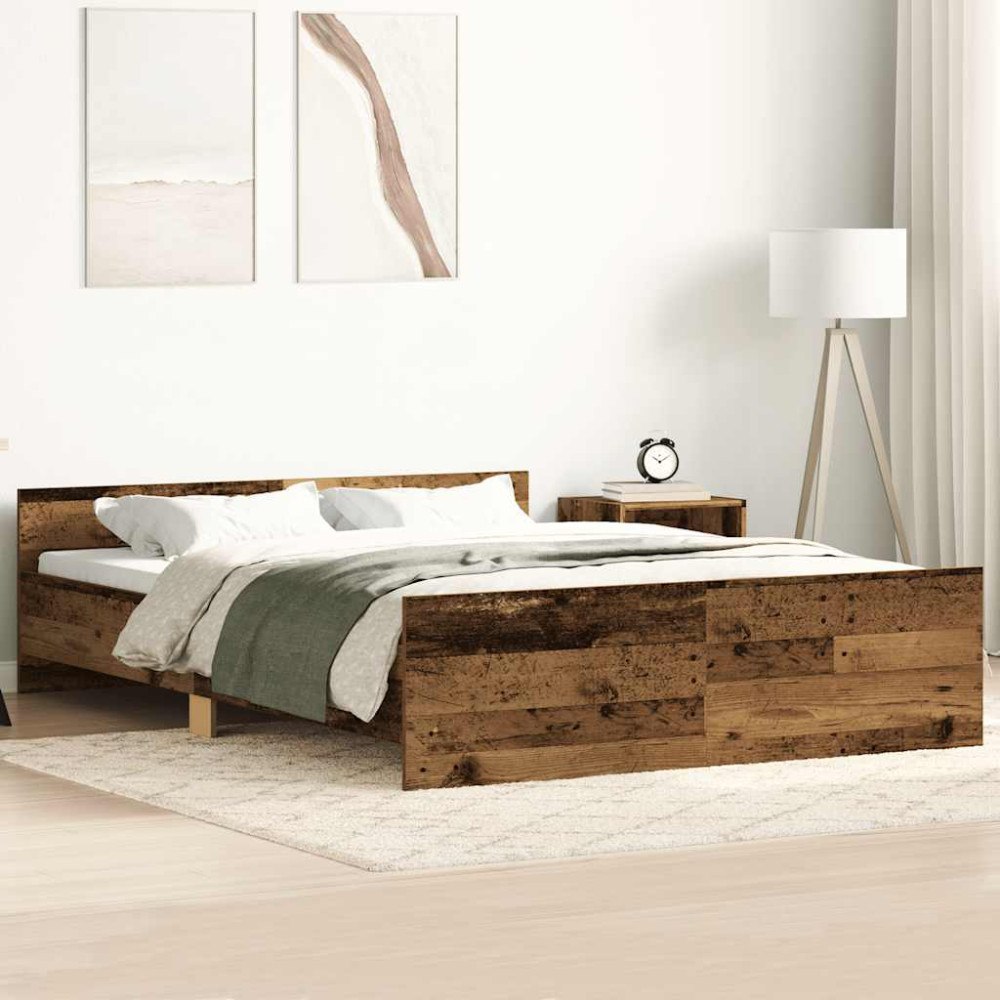 vidaXL Sängram utan madrass gammalt trä 135x190cm konstruerat trä