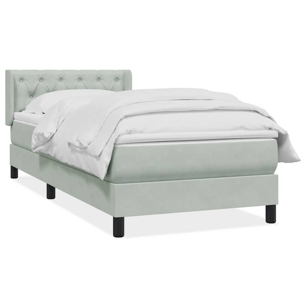 vidaXL Ramsäng med madrass ljusgrå 80x220 cm sammet