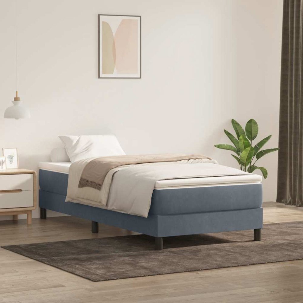vidaXL Ramsäng med madrass mörkgrå 80x210 cm sammet