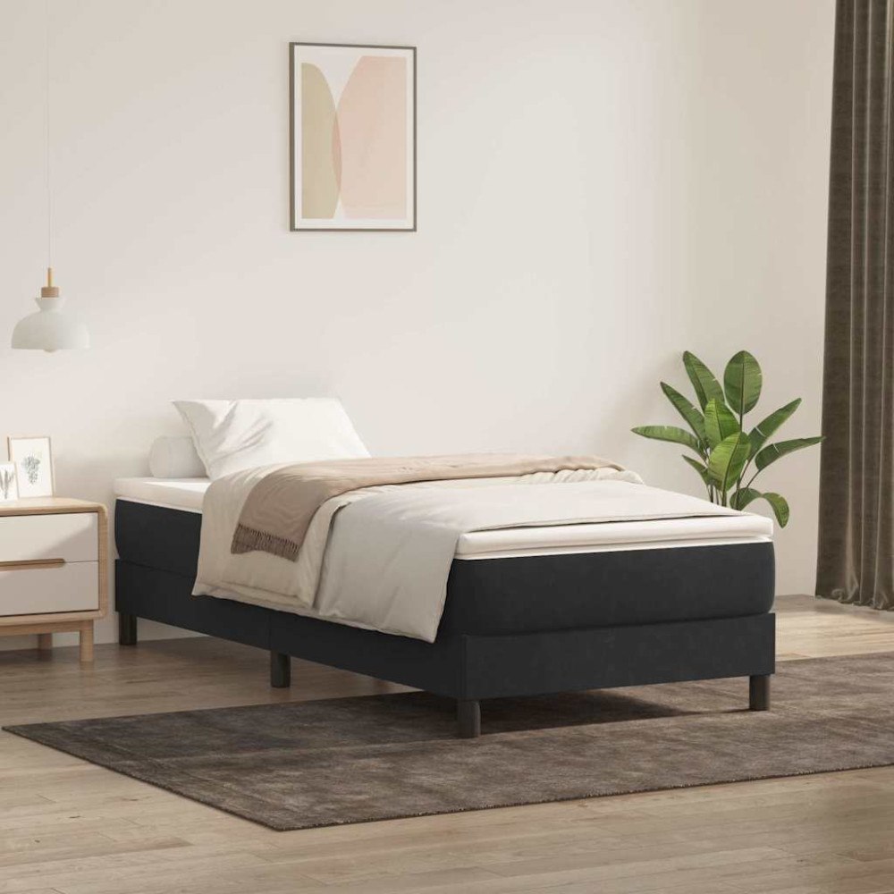vidaXL Ramsäng med madrass svart 80x210 cm sammet