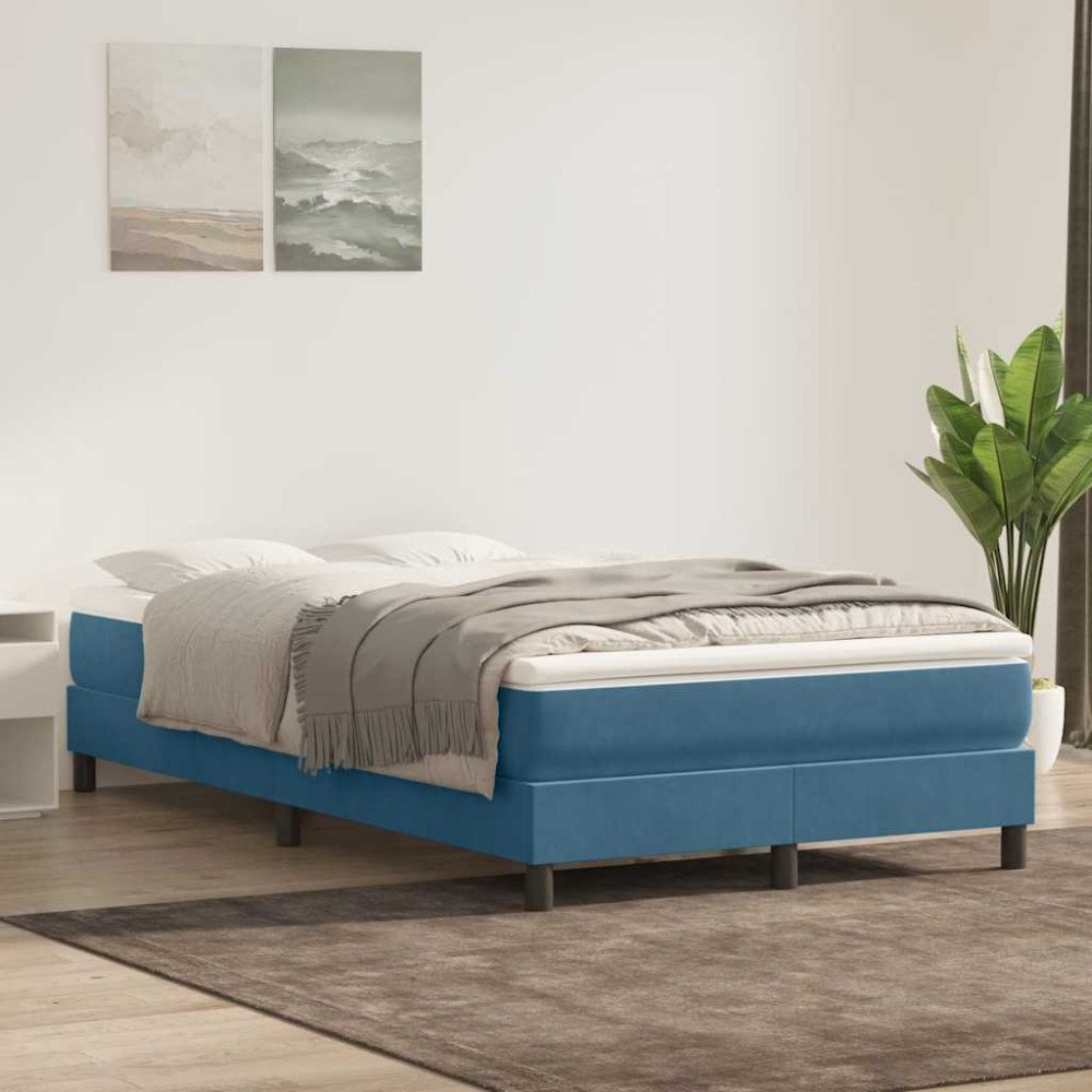 vidaXL Ramsäng med madrass mörkblå 120x210 cm sammet