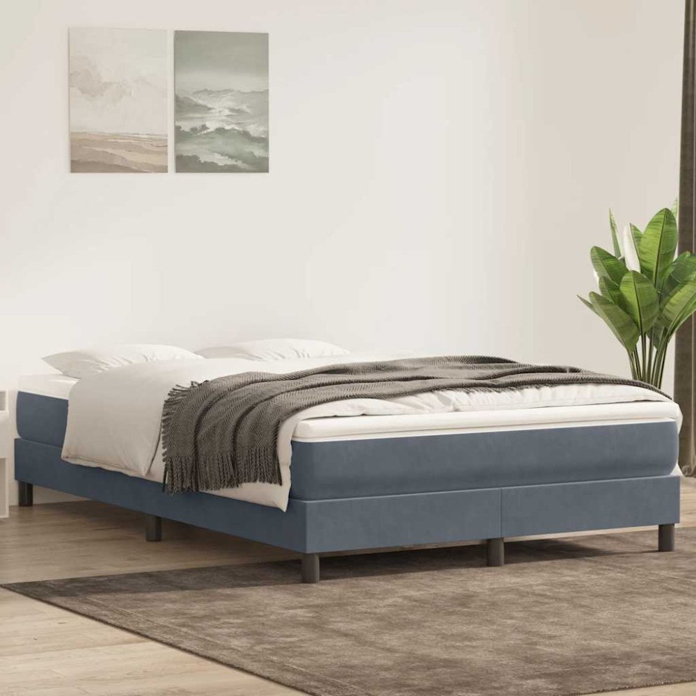 vidaXL Ramsäng med madrass mörkgrå 140x210 cm sammet