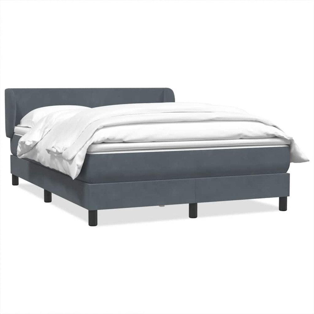 vidaXL Ramsäng med madrass mörkgrå 140x210 cm sammet
