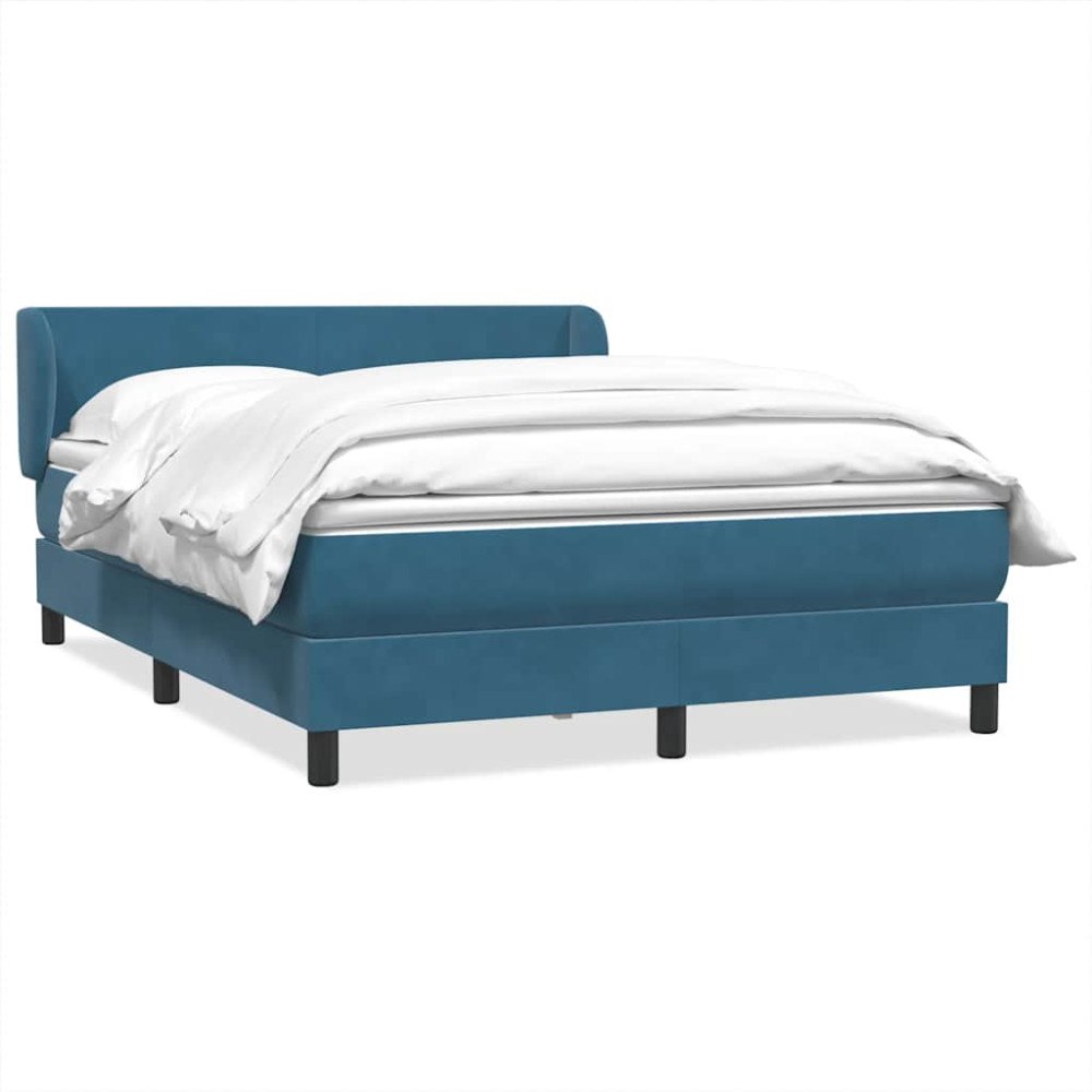 vidaXL Ramsäng med madrass mörkblå 140x210 cm sammet