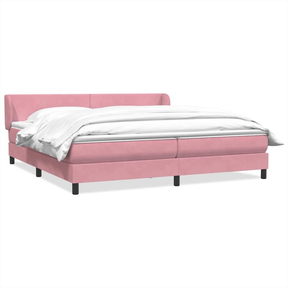 vidaXL Resårsäng med resårmadrasser rosa 180x220 cm sammet