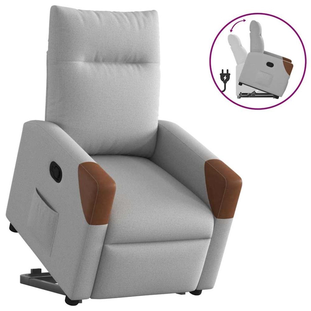 vidaXL Reclinerfåtölj med uppresningshjälp molngrå tyg