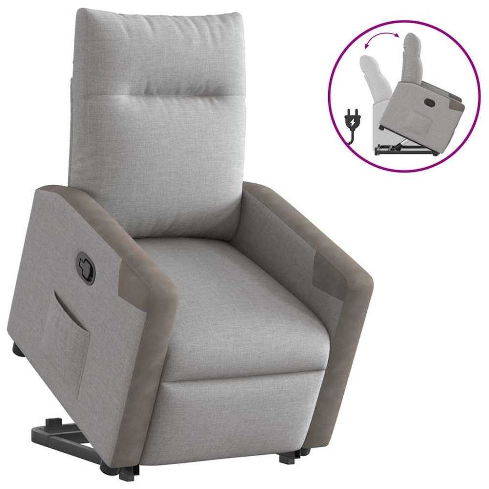 vidaXL Reclinerfåtölj med uppresningshjälp molngrå tyg