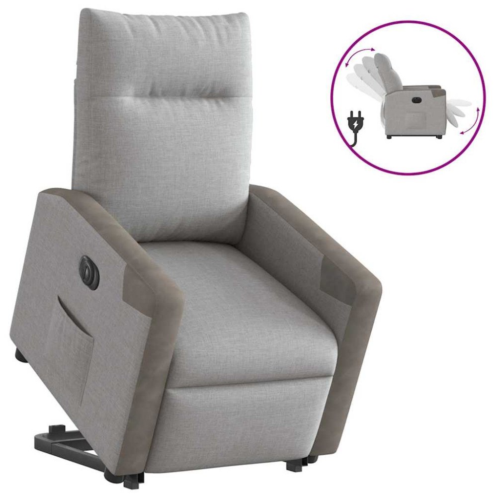 vidaXL Elektrisk reclinerfåtölj med uppresningshjälp molngrå tyg